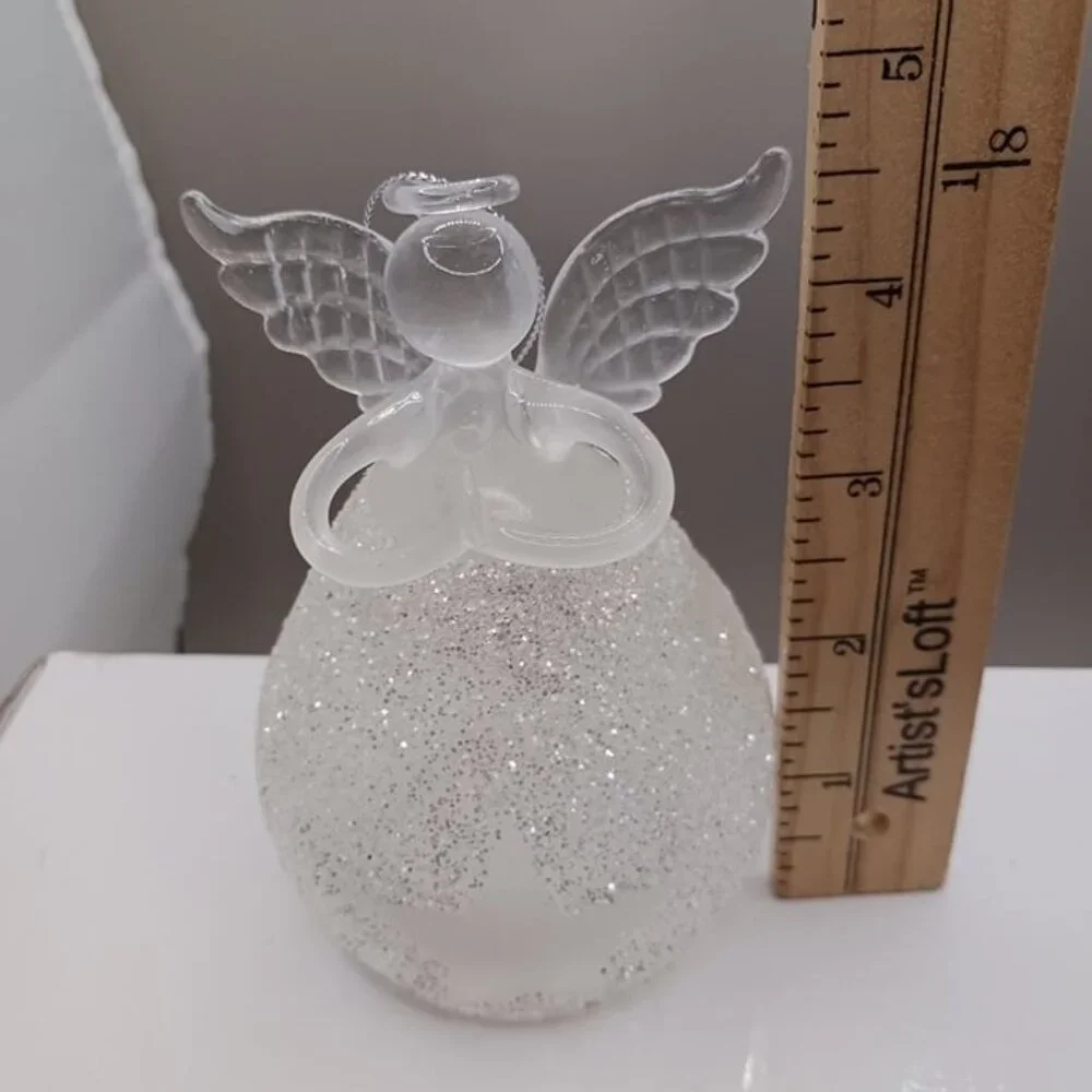 Bogo glass star angel with lovely frosted  glitter holding heart